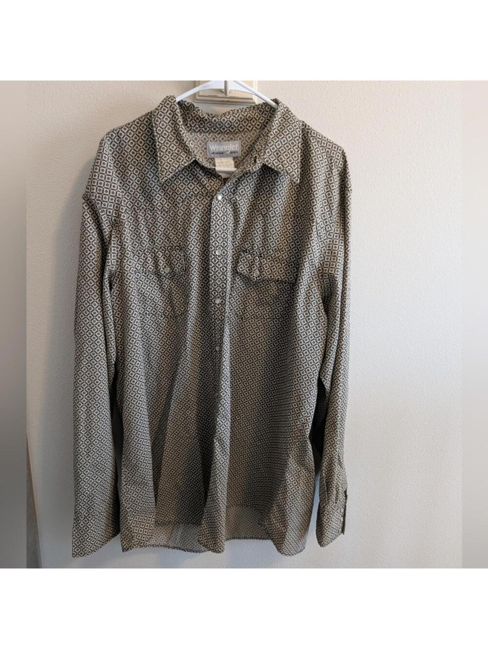 Vintage Wrangler Men's XXL Pearl Snap Long Sleeve Button Down Western Tan Shirt